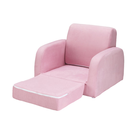 Keezi Sofa Seater Children Flip Open Couch Lounger Armchair Soft Pink Kid Single