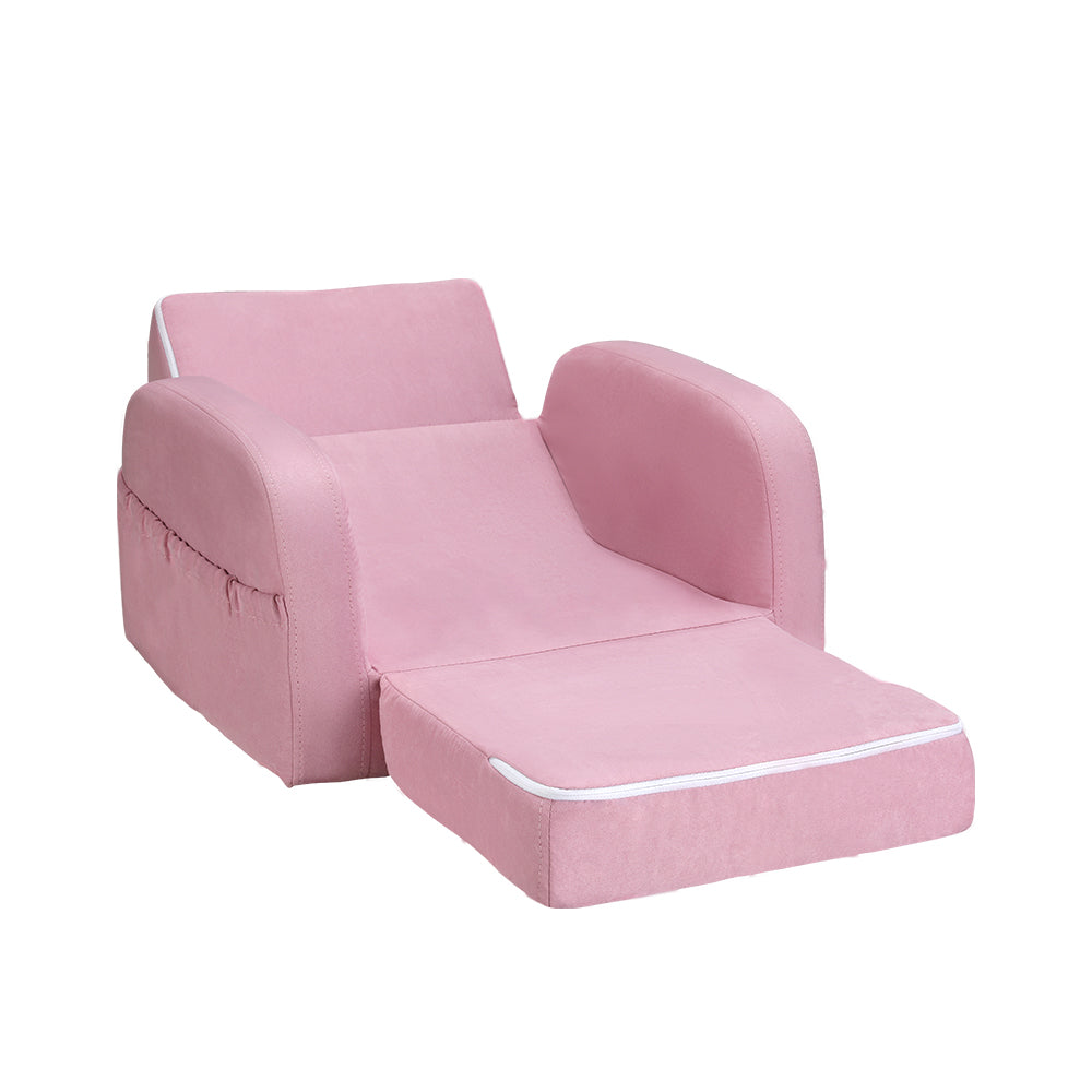 Keezi Sofa Seater Children Flip Open Armchair Soft Pink Kid