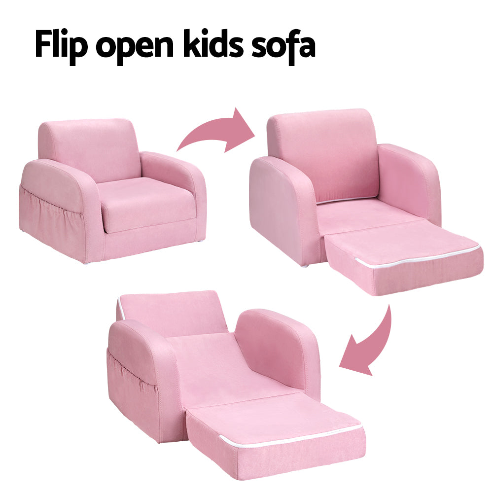 Keezi Sofa Seater Children Armchair Soft Pink Kid Single
