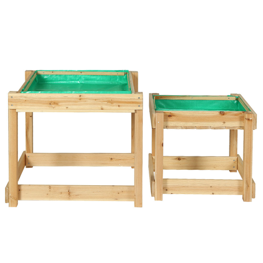 Kids Sandpit Wooden Sandbox Sand Pit Water Table Outdoor Toys 101cm