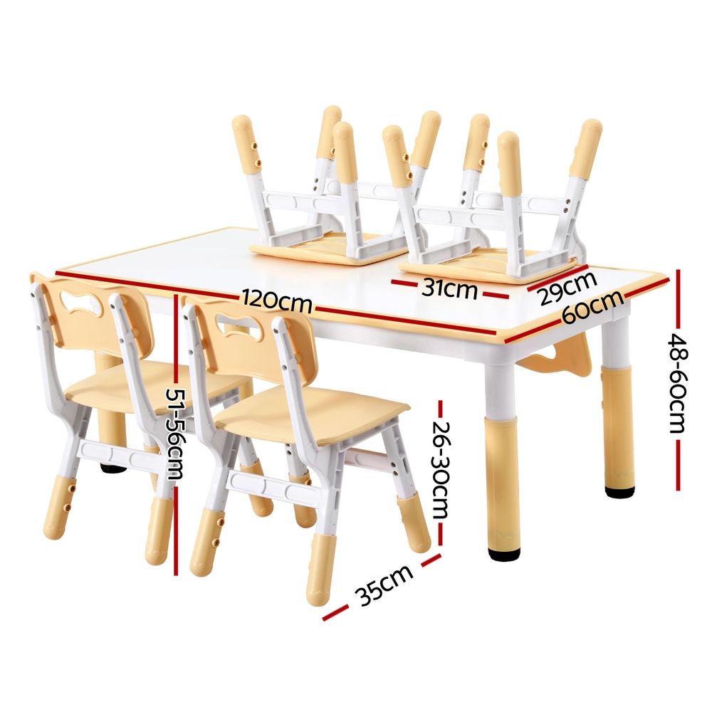 1 Table 4 Chairs Set Graffiti Ktc Gra Nat
