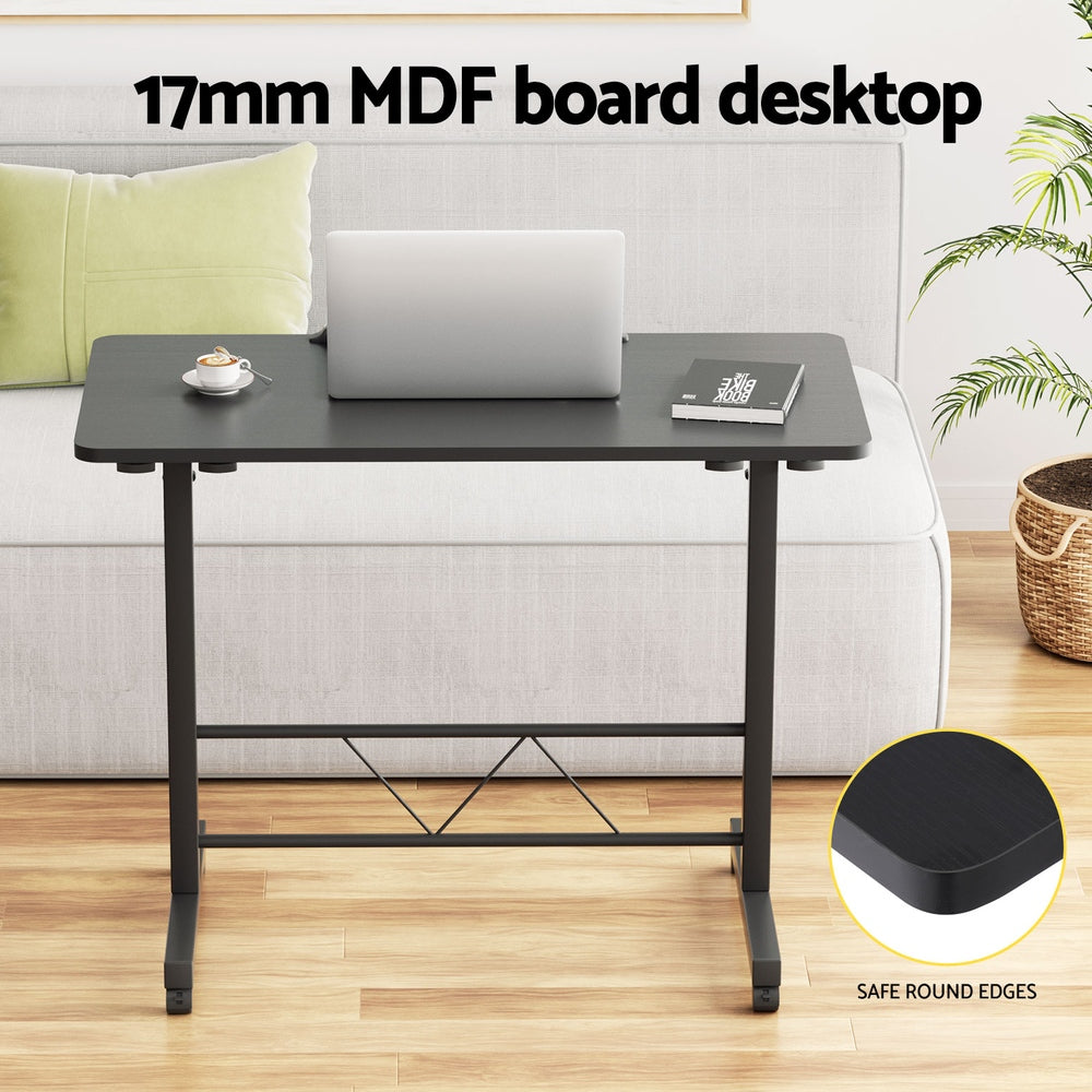 Laptop Desk Table Height Adjustable Wooden Bed Side Tables 80CM Black