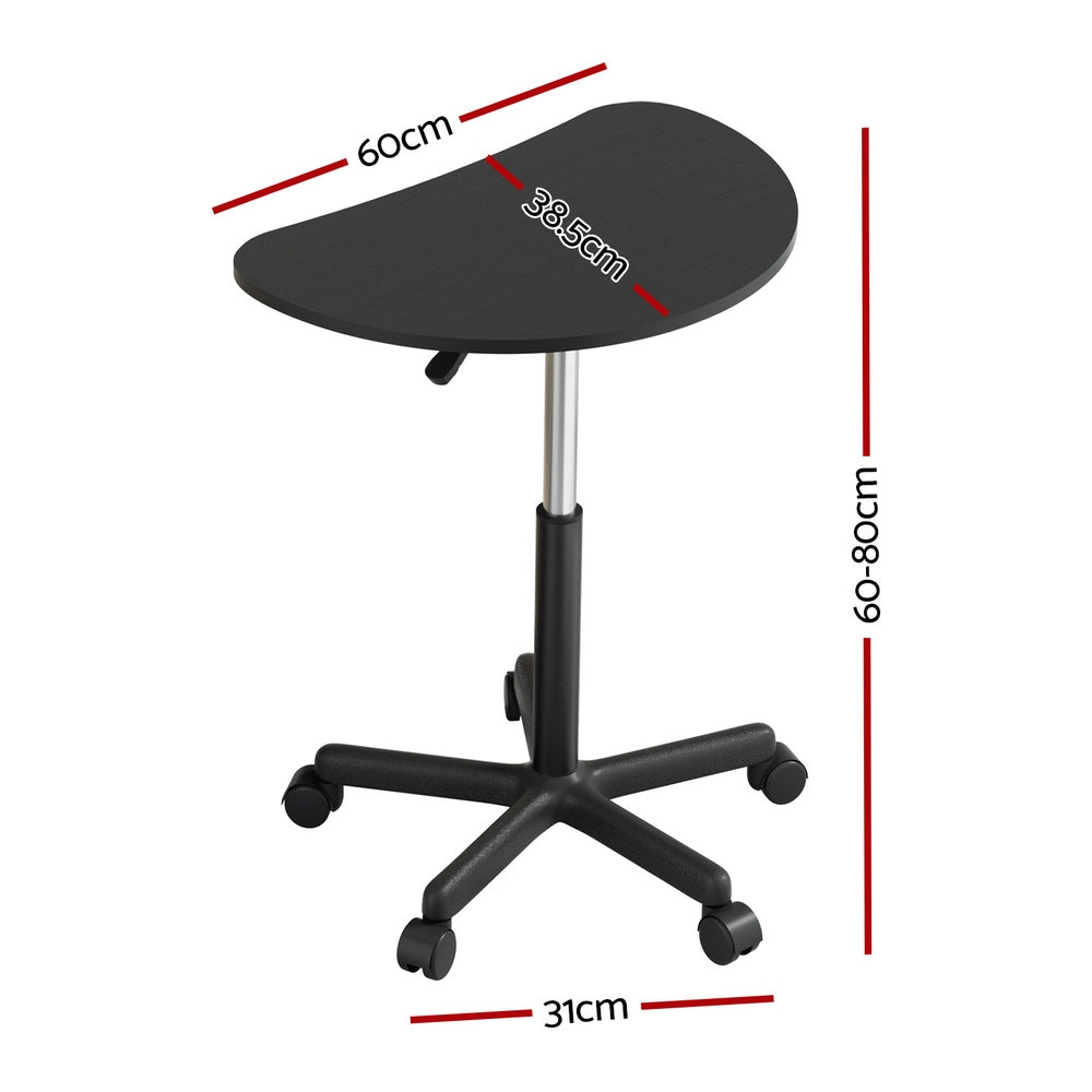 Laptop Desk Portable Height Adjustable Table CWheels 60CM Black