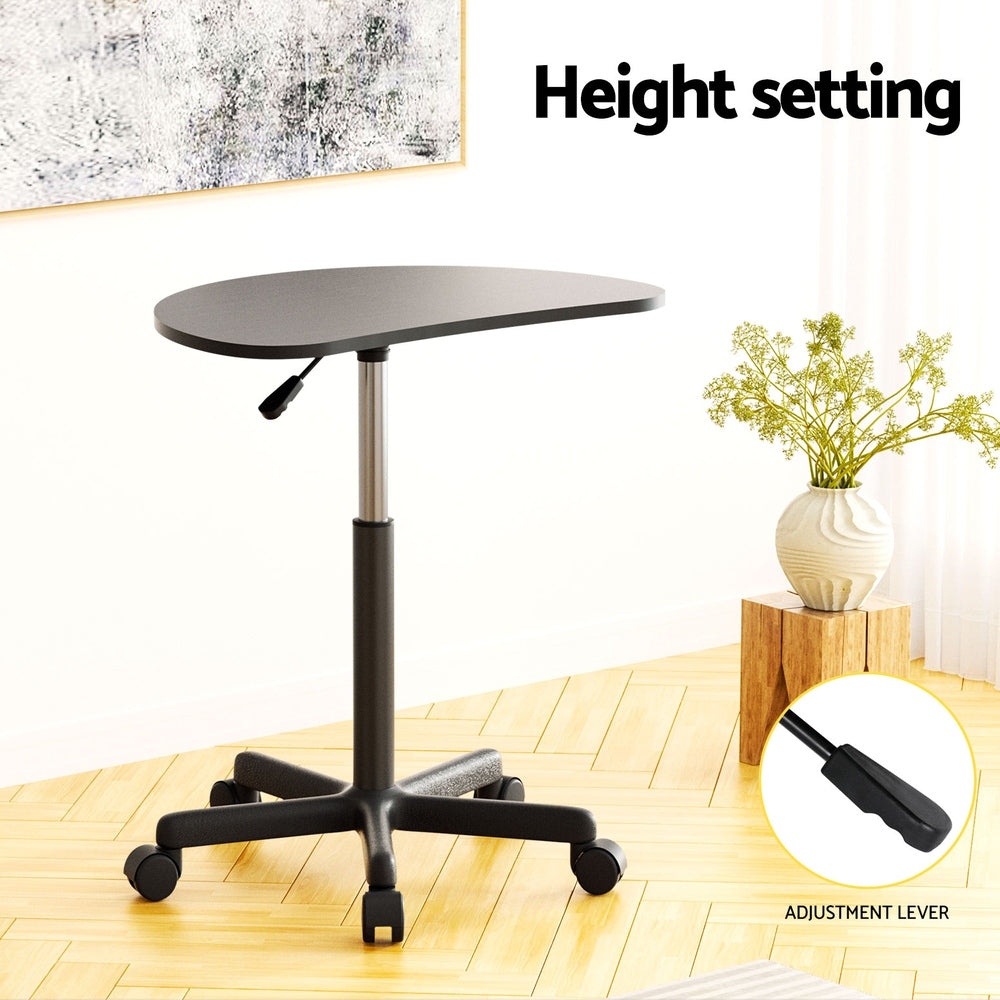 Laptop Desk Portable Height Adjustable Table CWheels 60CM Black