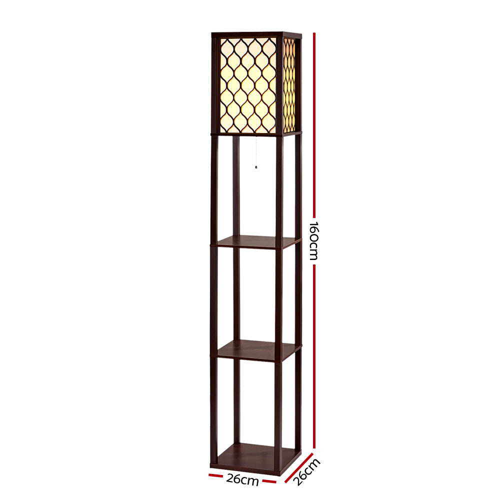 LED Storage Shelf Standing Vintage Wood Light Floor Lamp