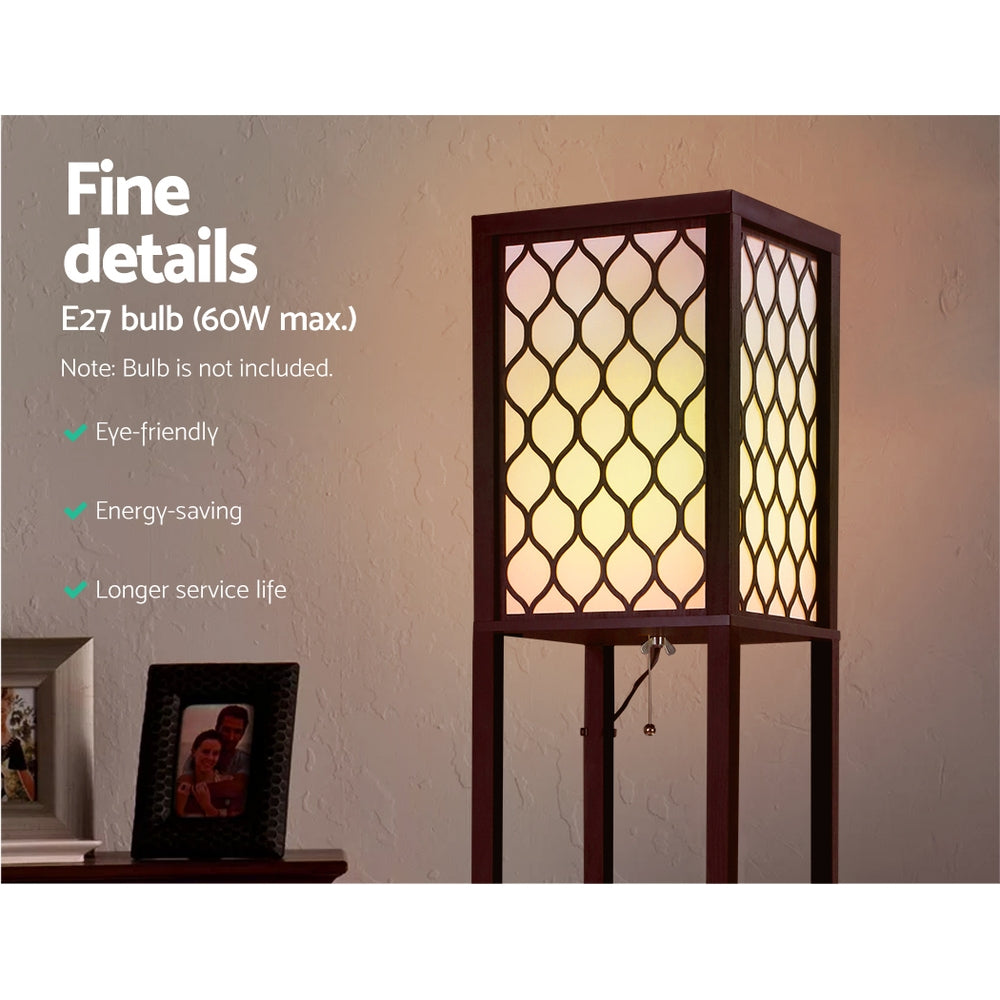 Wood shelf with lamp storage light floor