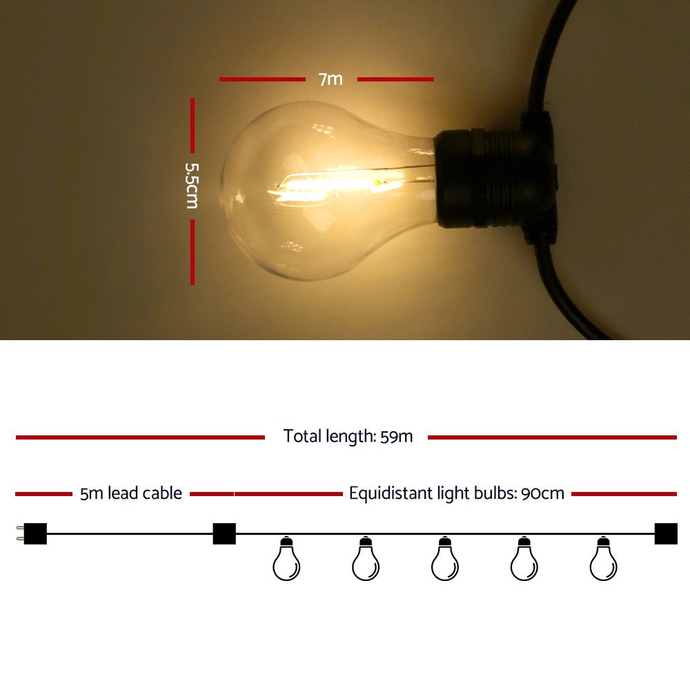 Festoon String Lights 59M LED Outdoor Wedding Party Garden Decor