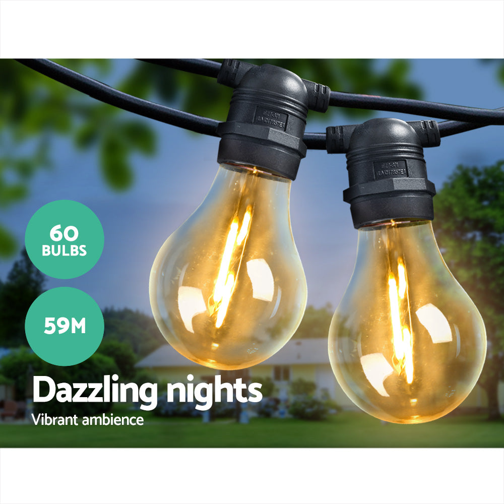 Festoon String Lights 59M LED Outdoor Wedding Party Garden Decor