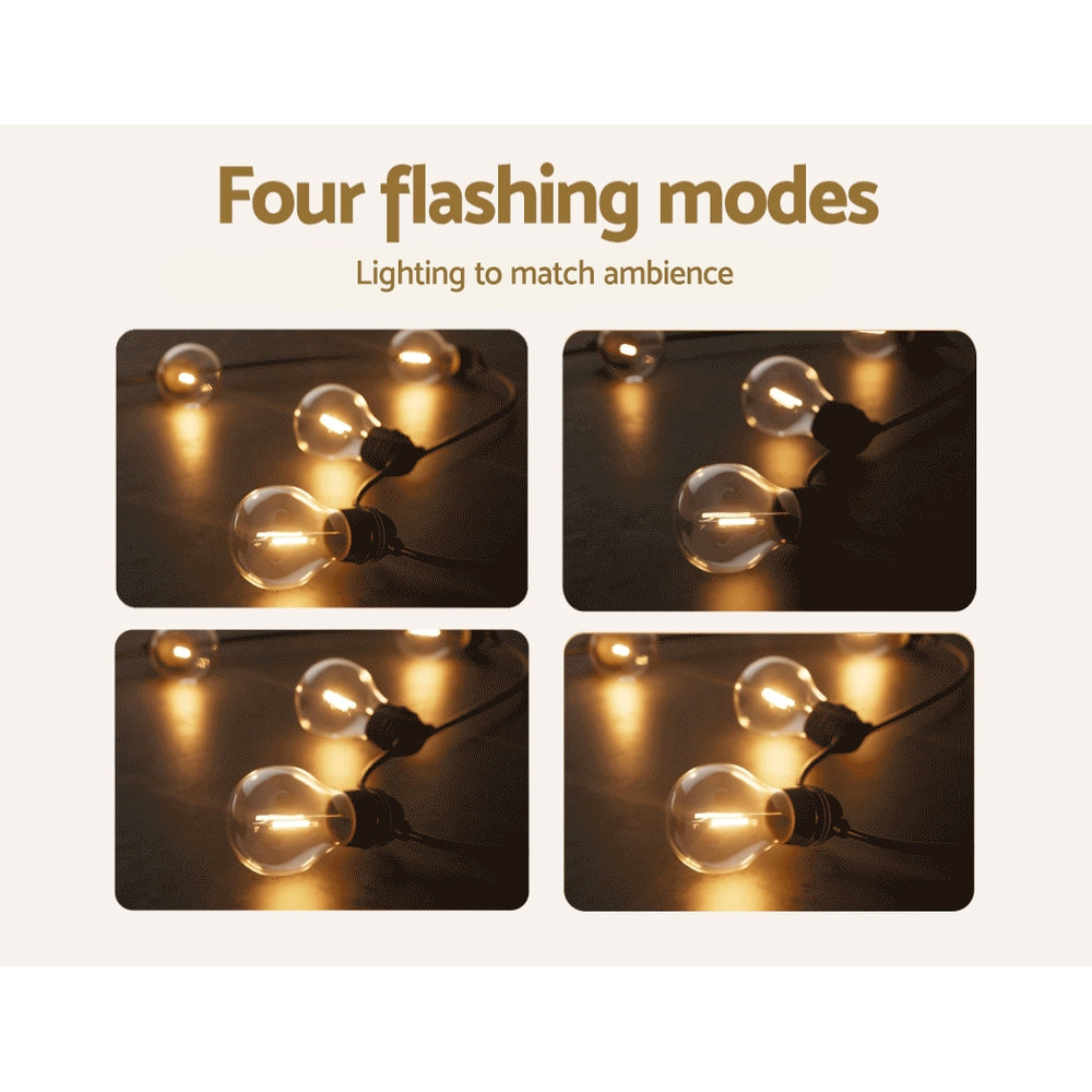 Solar Festoon Lights 17M Outdoor LED String Light Xmas Party - 2PCS