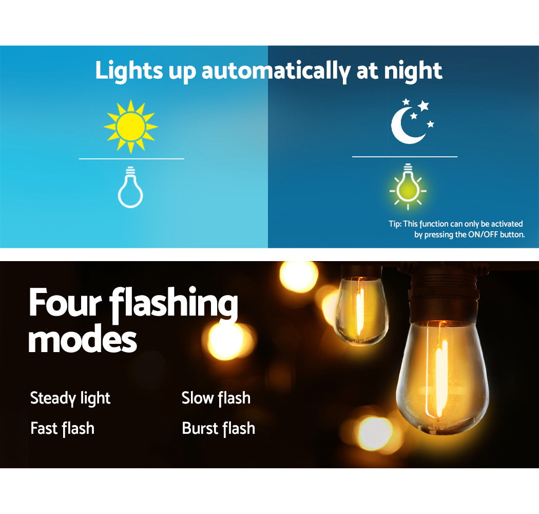 Festoon String Lights 17M Solar Wedding Party Waterproof Outdoor