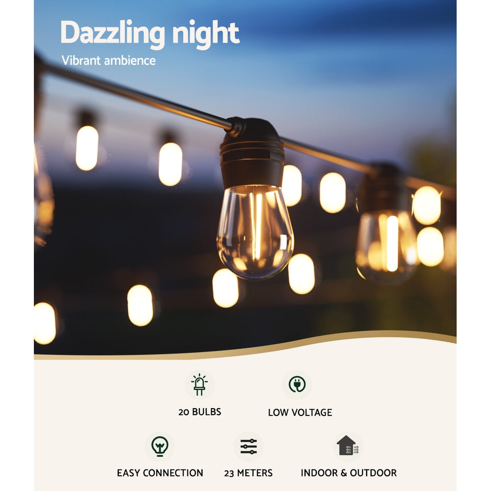 Solar Festoon Lights 23m Outdoor LED String Light Christmas Party