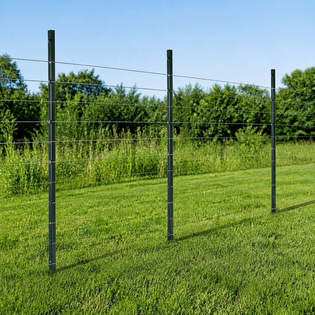 Garden U Fence Posts No Dig Metal Stakes Outdoor Yard Green 3ft 10Pack Green