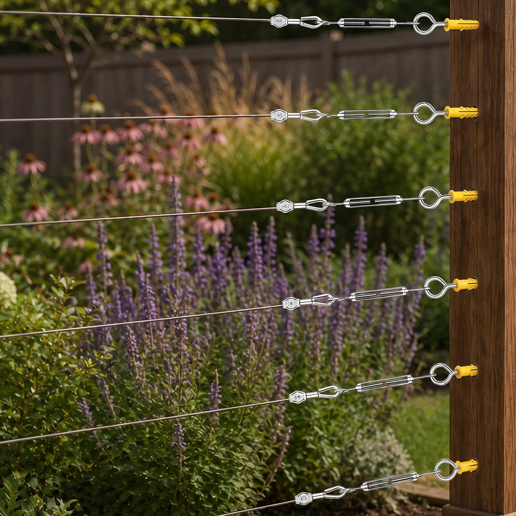 Traderight Wire Rope Kit 60M 2mm Stainless Steel Garden for Climbing Plants