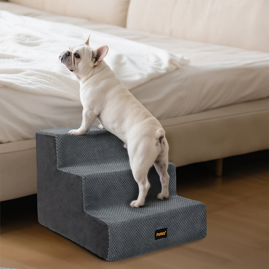 Pawz 3 Steps Pet Stairs Dog Ramp High Density Foam Grey