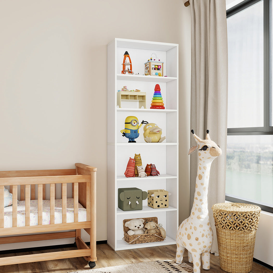 Levede 6 Tier Book Shelf Adjustable Shelves White