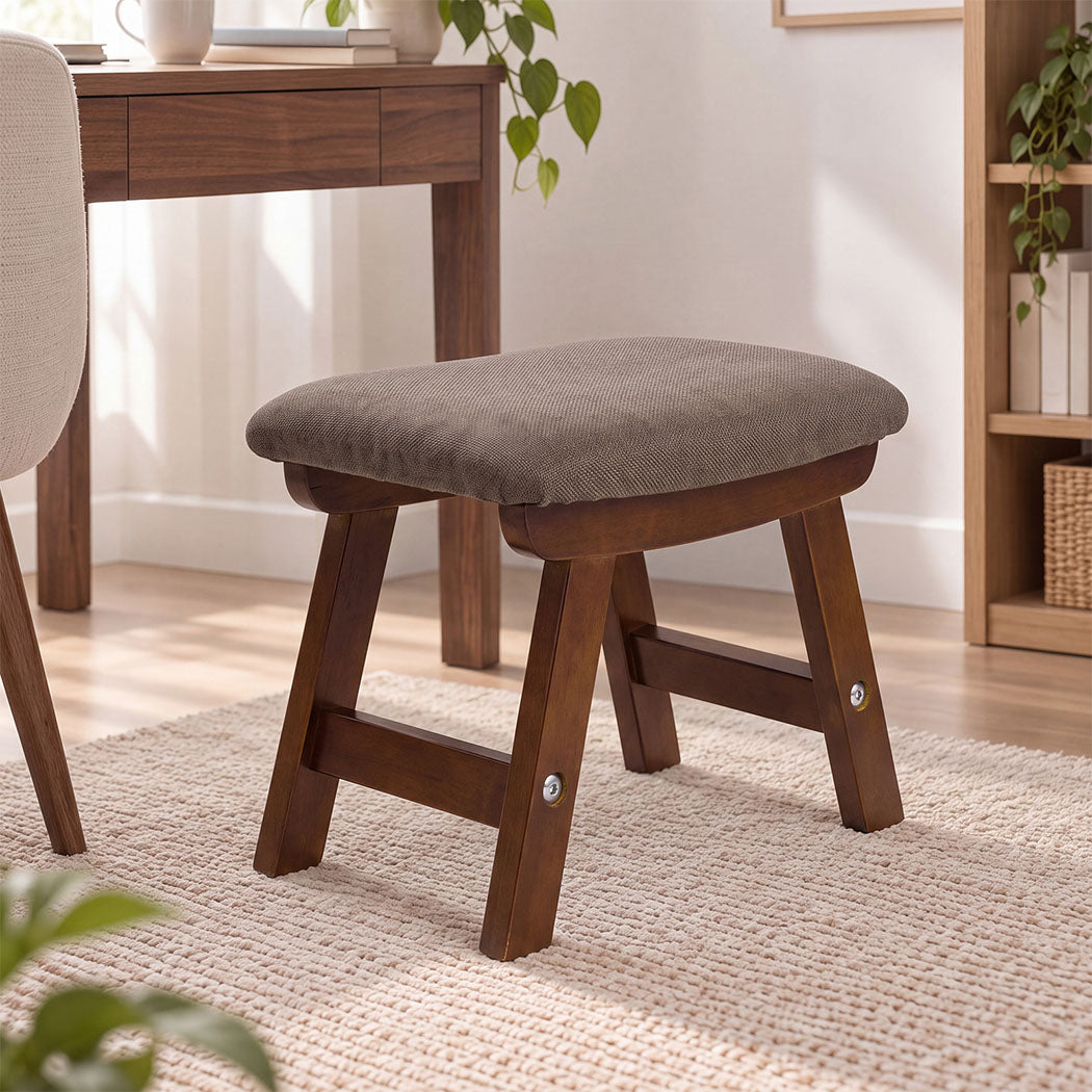 Levede Foot Stool Ottoman Footrest With Washable Cover,Living Room,Brown