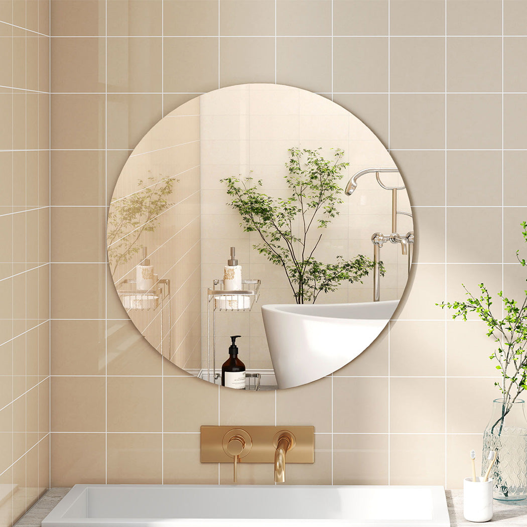 Yezi 50cm Round Wall Mirror Frameless Tempered Glass