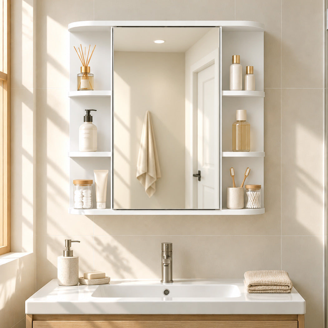 Levede Bathroom Mirror Cabinet Wall Storage Adjustable Shelf Bedroom White