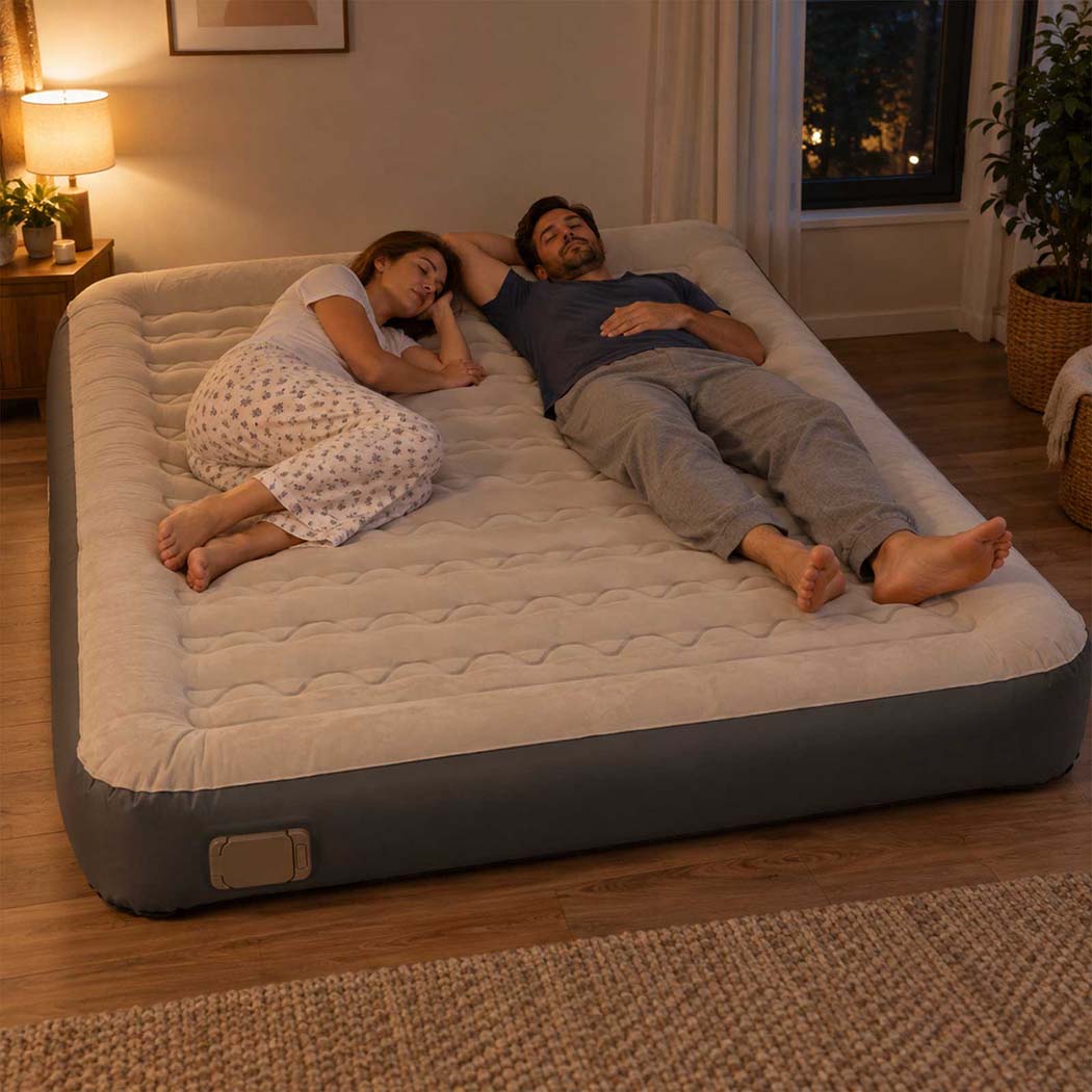 DreamZ Inflatable Mattress TPU Air Bed with Pillow Pump Camping Double Grey