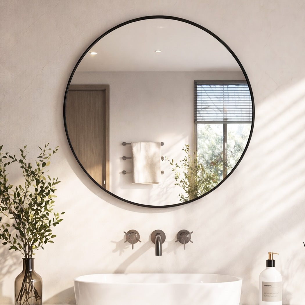 Yezi 60cm Wall Vanity Mirror Round Decorative Bathroom HD Glass Anti-explosion