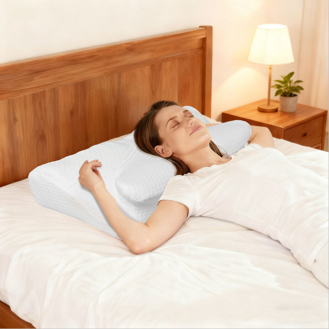 DreamZ Cervical Pillow Memory Foam Ergonomic Cooling Neck Pain Relief White