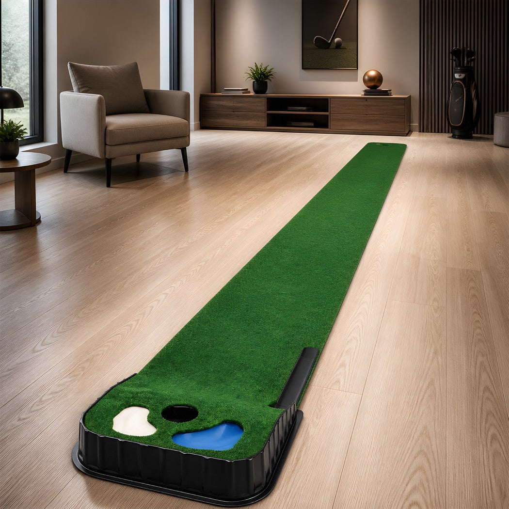 Centra Golf Putting Mat Training Aid Auto Ball Return 270cm Indoor,Green