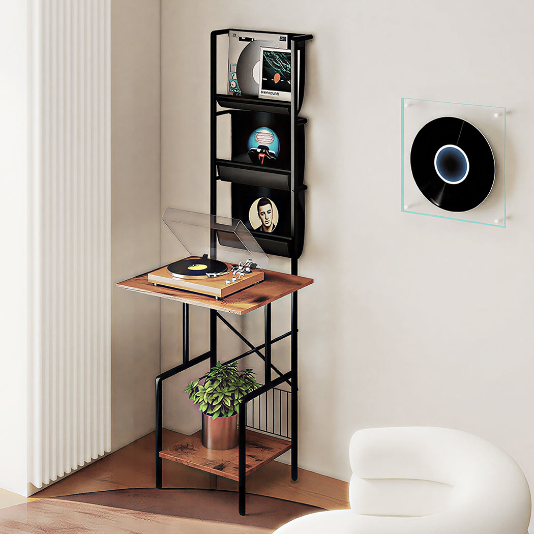 Levede Tall Record Player Stand Vinyl Storage Up to 200 Albums Turntable Rack
