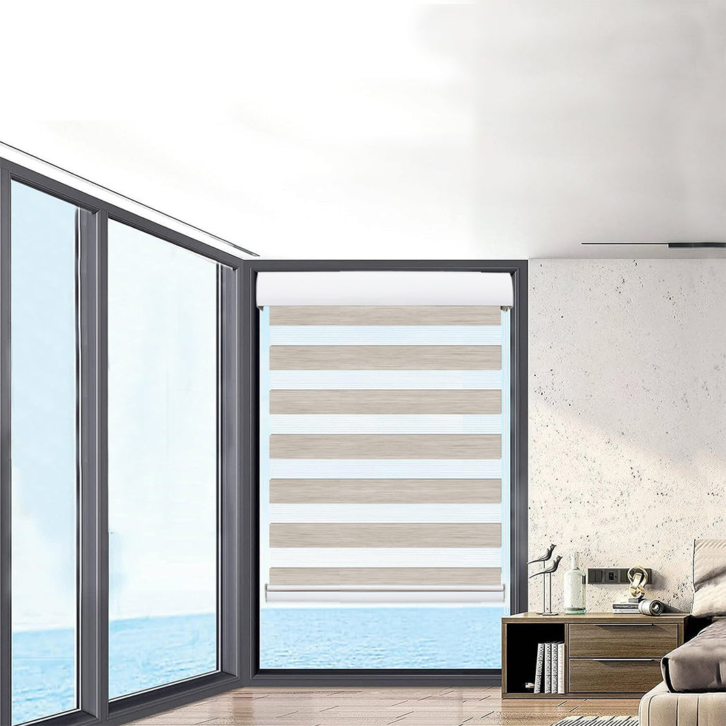 Marlow Blackout Zebra Roller Blind Curtains 60x210 Beige