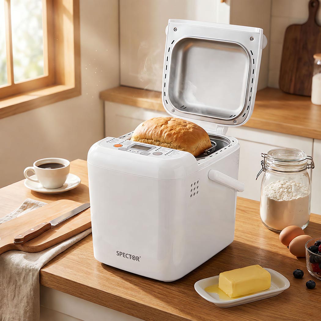 Spector Automatic Bread Machine 19-In-1 500W Quiet Motor 1.2Lb White for Home