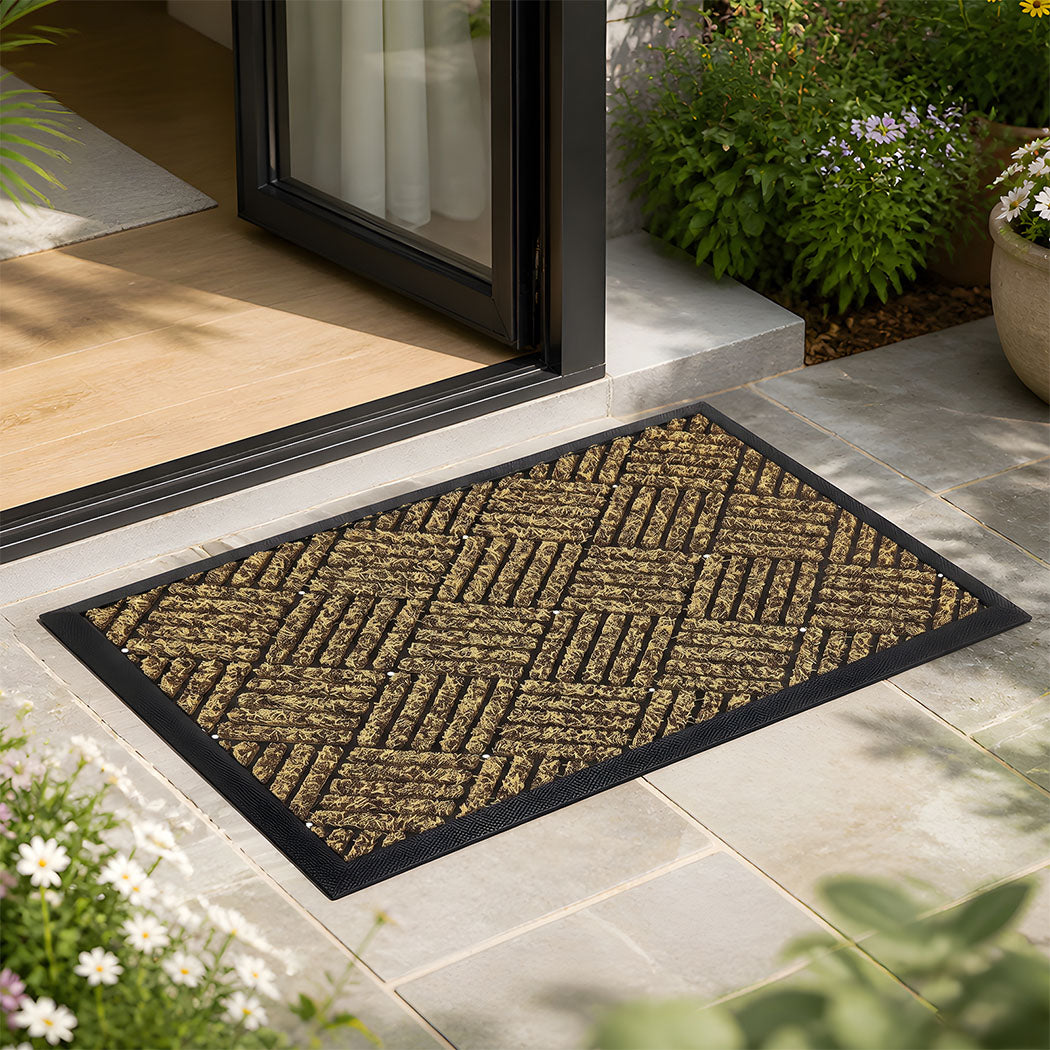 Marlow Front Door Mat 60x90cm Thickened Non Slip Grass Scrape Garden Brown