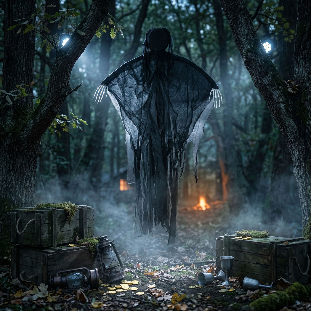 Yezi Halloween Decorations Grim Reaper 130cm Black Polyester Foam