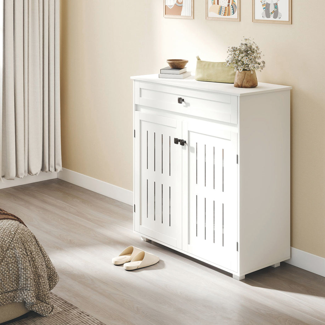 Levede Shoe Cabinet Door Storage Rack Cupboard White