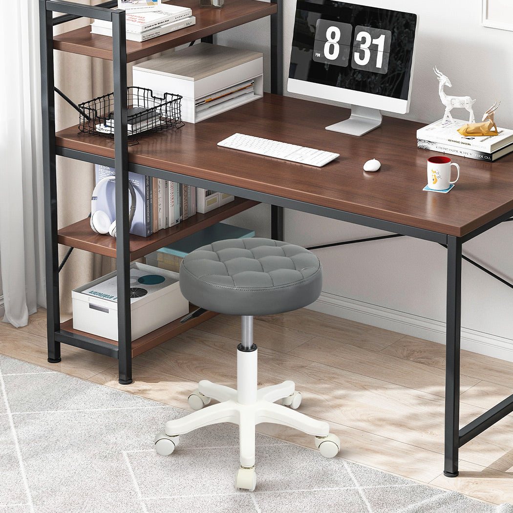 Levede 4x Rolling Bar Stool Swivel Salon SPA Chair Grey