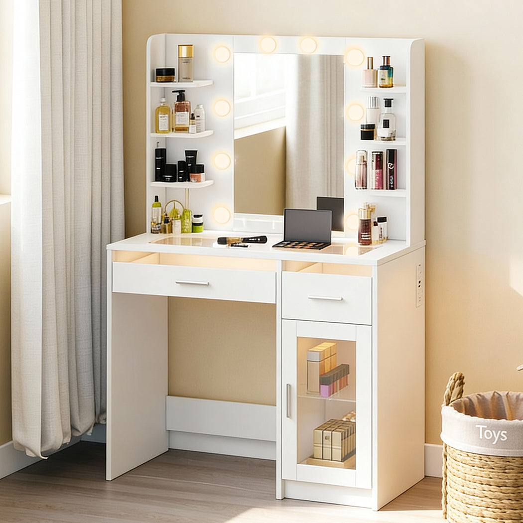 Levede Vanity Desk Makeup Mirror Storage Dressing Table