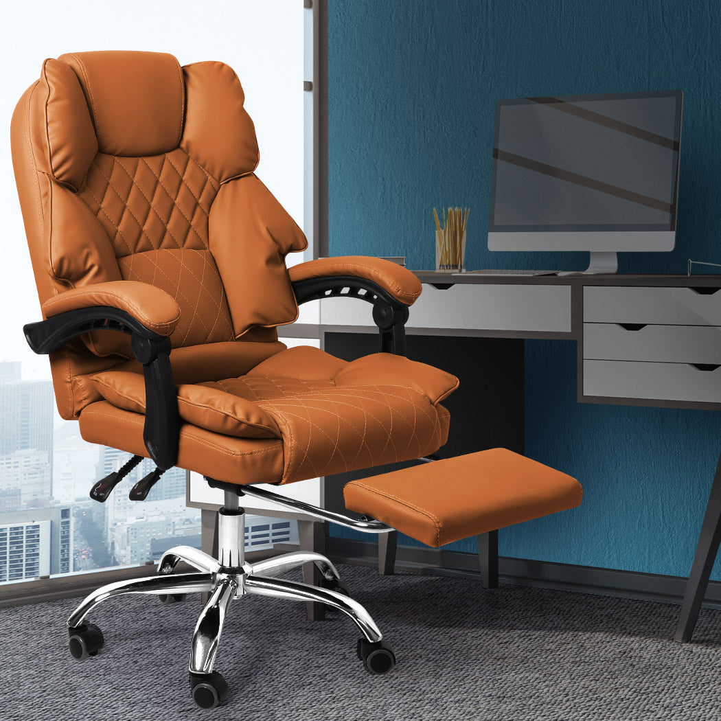Levede Gaming Chair Office Computer Brown Footrest