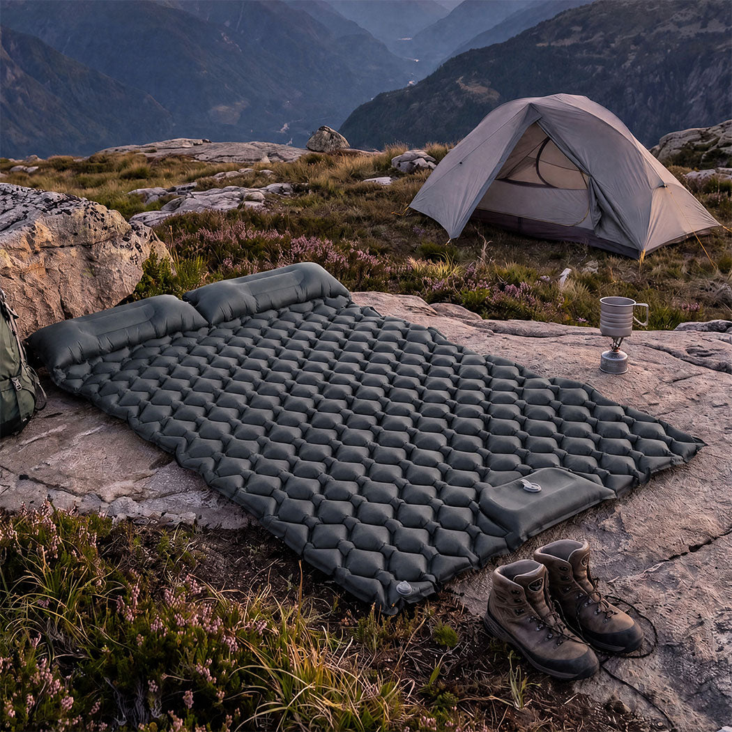 DreamZ Camping Mattress Sleeping Pad Inflation 40D Nylon TPU Camping Grey