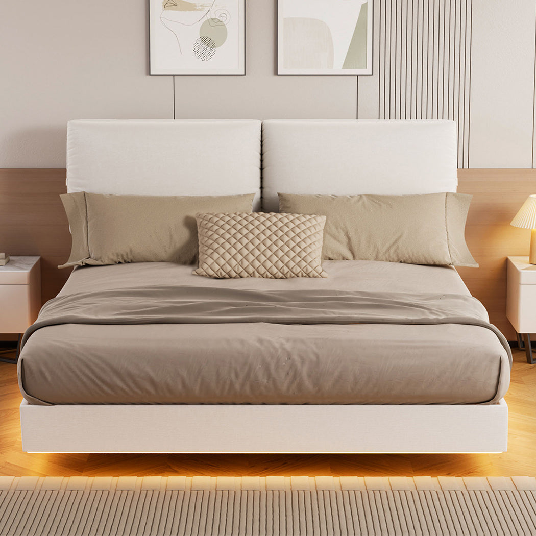 Levede Floating Bed Frame With RGB LED Light Headboard Base Platform King