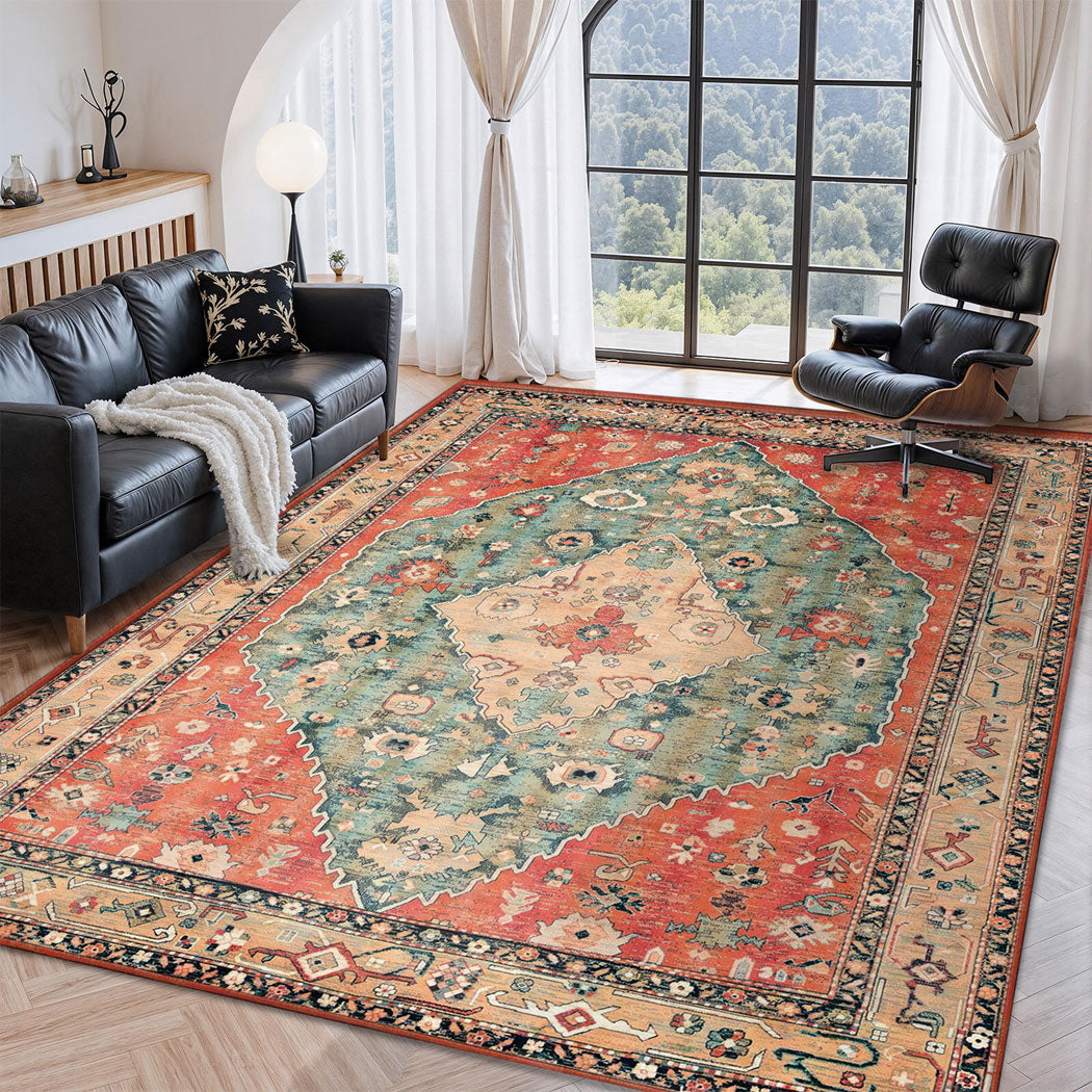 Marlow Floor Rug Vintage Polyester Washable Area Rugs