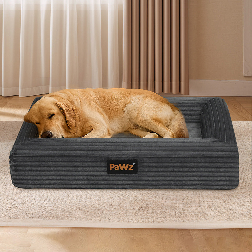 Pawz XL Size Orthopedic Dog Bed with Corduroy Removable Cover Waterproof Washable Grey