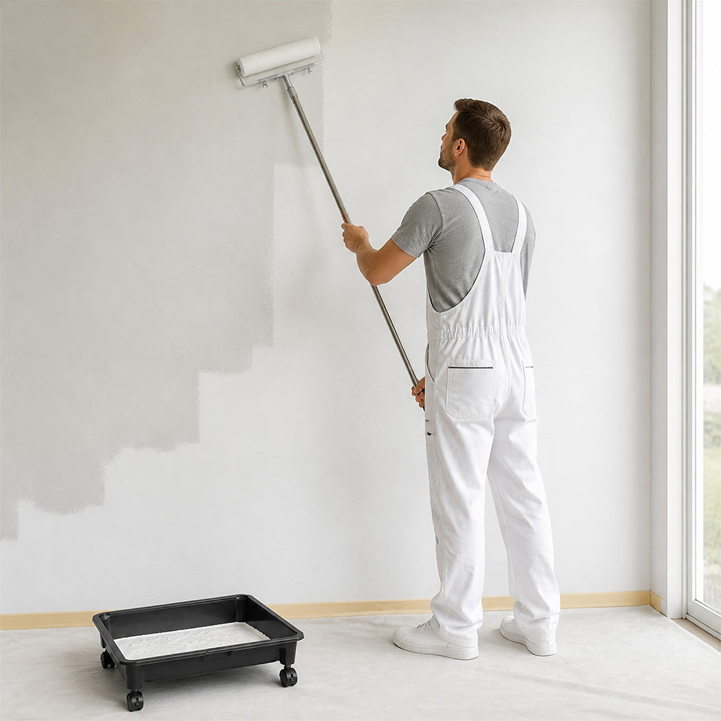 Traderight Paint Roller Set 5-Wheel Tray Extendable Pole Kit For Walls 13Pcs