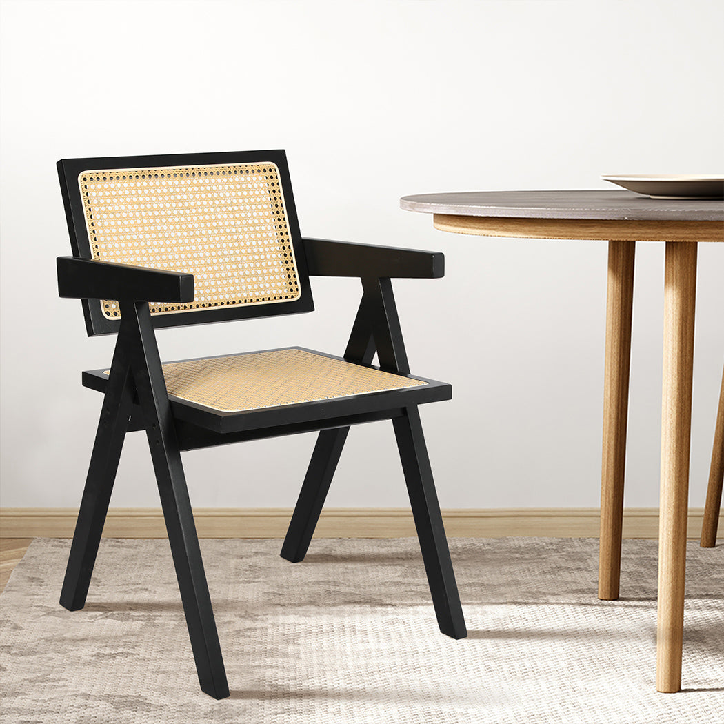 Levede 1x Black Wicker Armchair Dining Chair