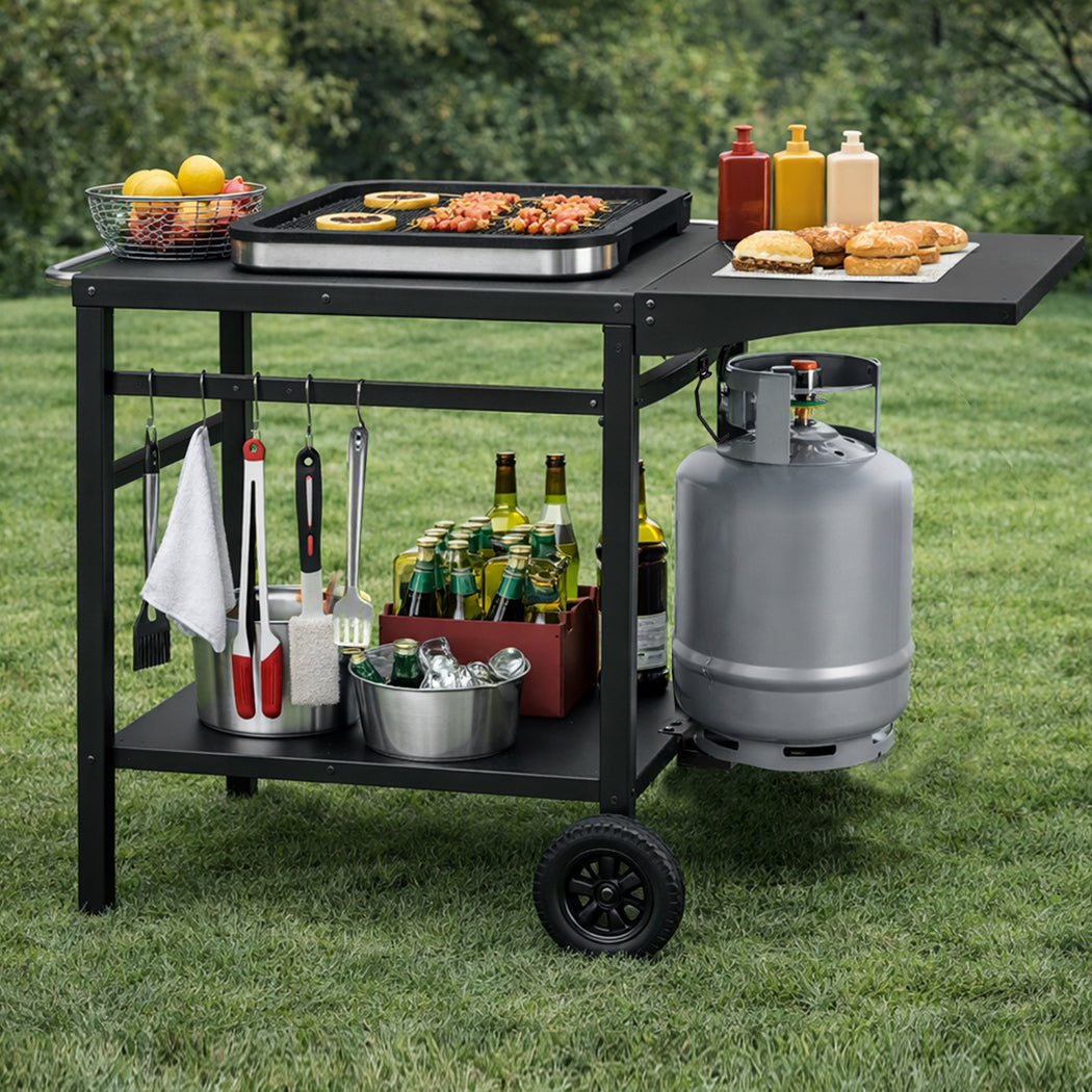 Levede Outdoor Kitchen Cart Mobile Foldable Food Prep BBQ Grill Dining Table