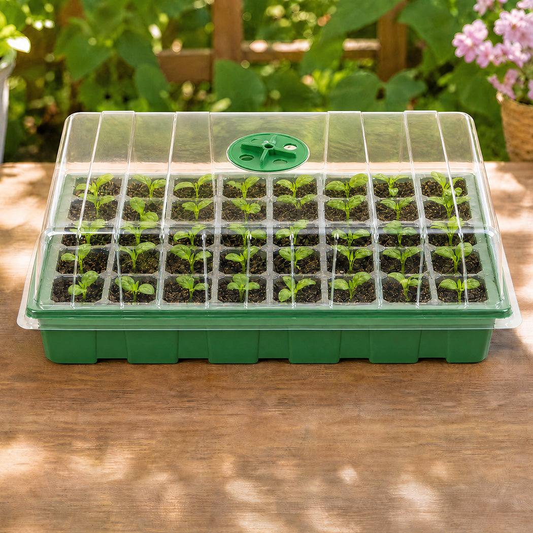 Toque Seedling Tray 5 Pack Greenhouse Kit With Vented Dome For Grouth Green