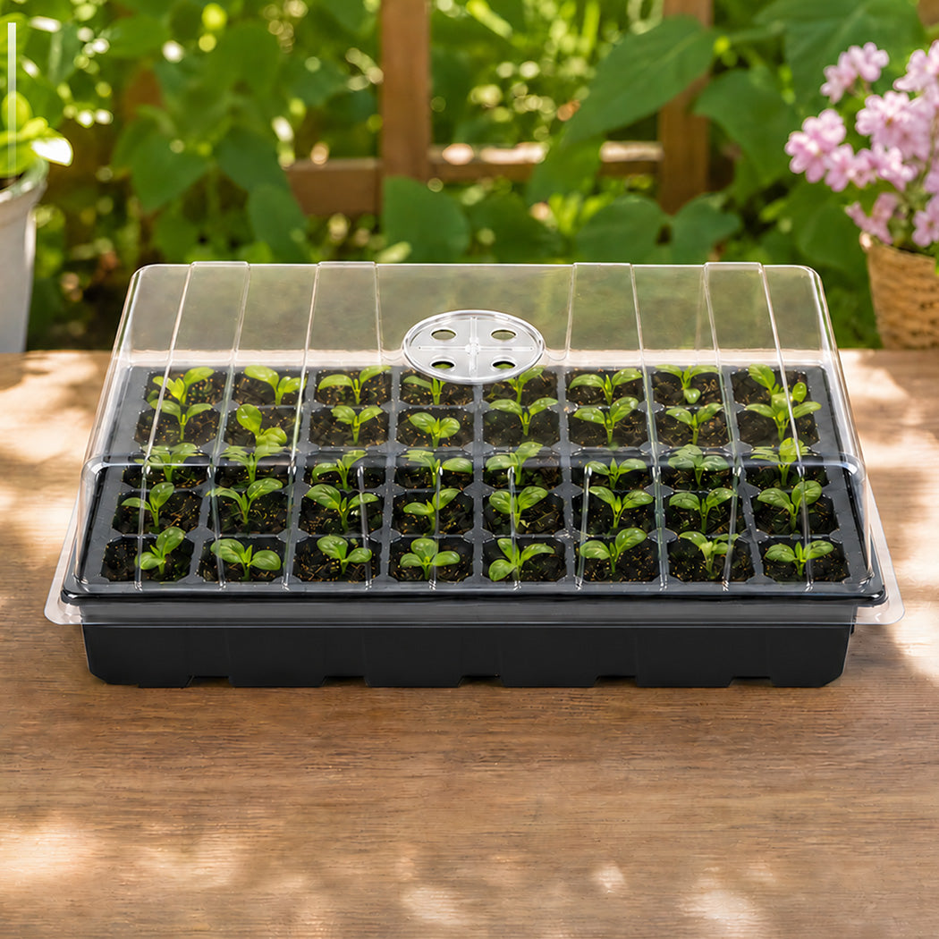 Toque Seedling Tray 5 Pack Starter Kit With Vented Dome For Greenhouse Black