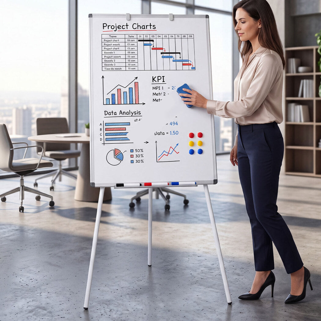 Levede Whiteboard Magnetic Adjustable Tripod Easel Dry Erase for Office White