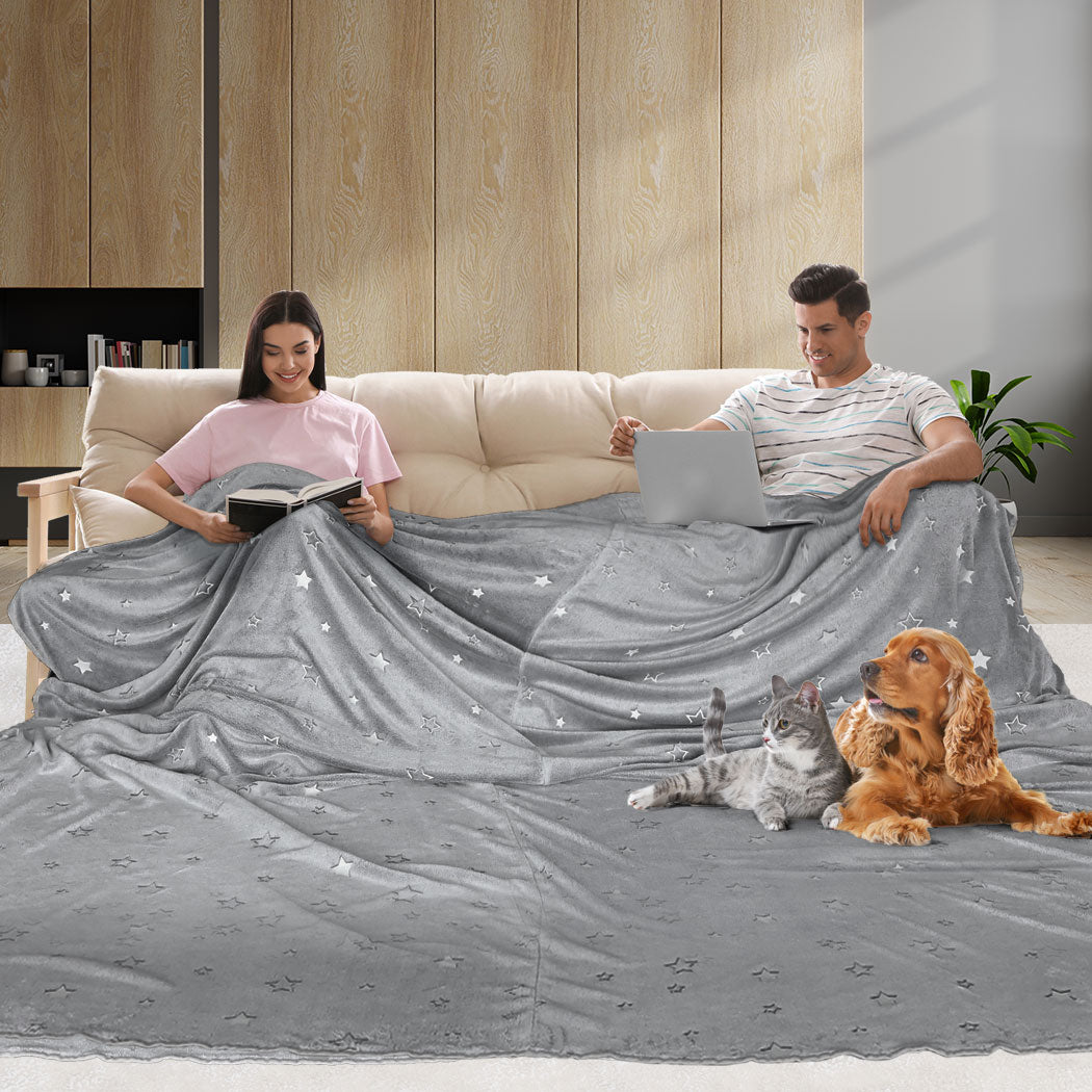 DreamZ 3x3M Large Oversized Blanket Grey Star