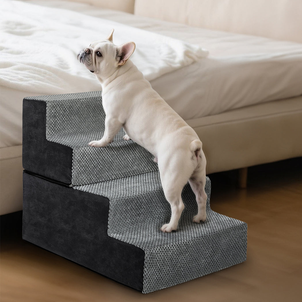 Pawz 4 Steps Pet Stairs Dog Ramp High Density Foam Grey