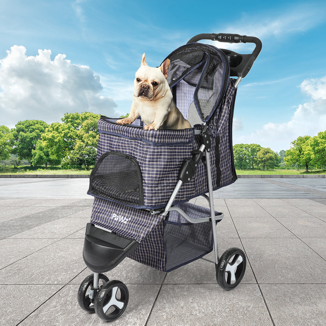 PaWz Large Pet Stroller Dog Cat Carrier Plaid