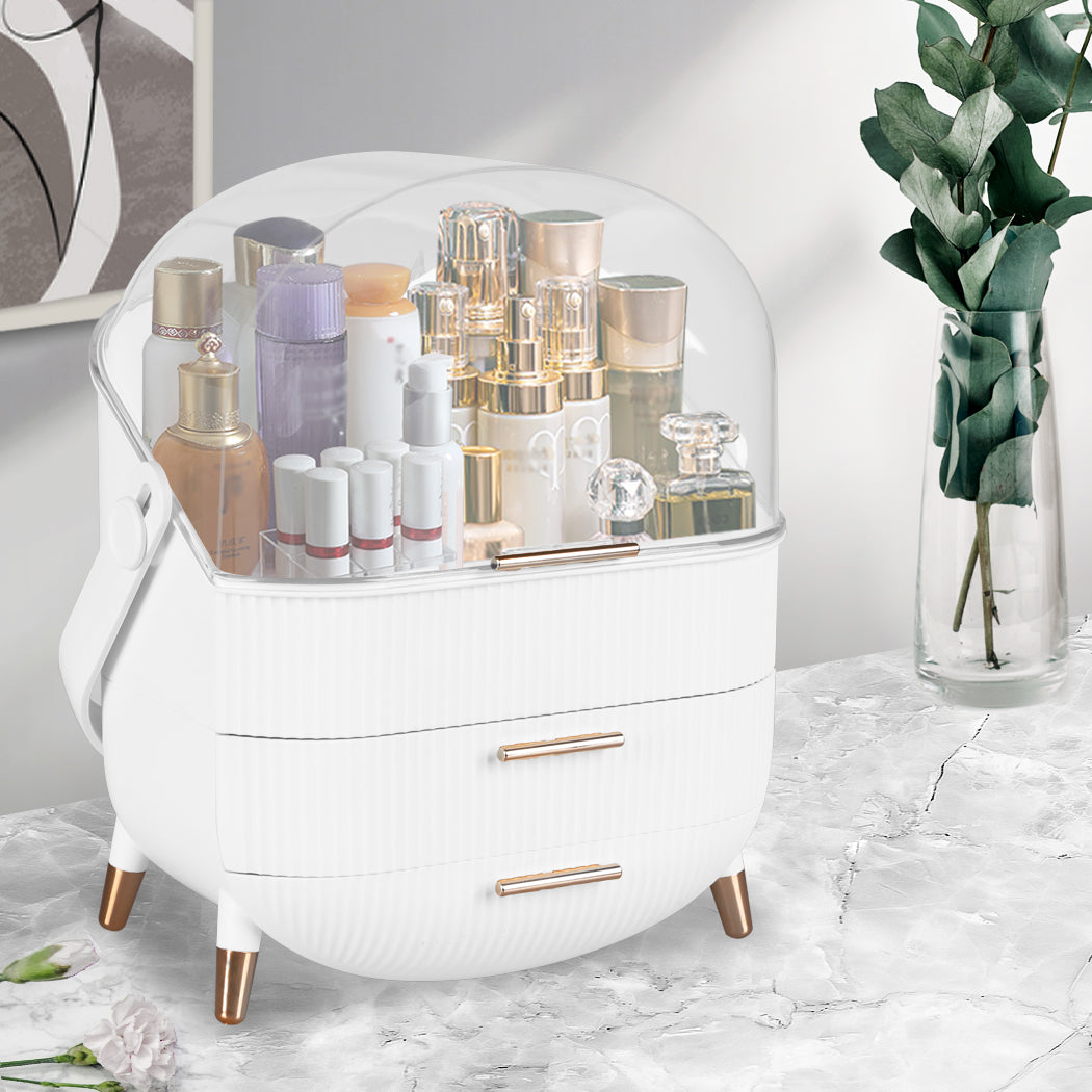Makeup Organizer Case Drawer Portable White
