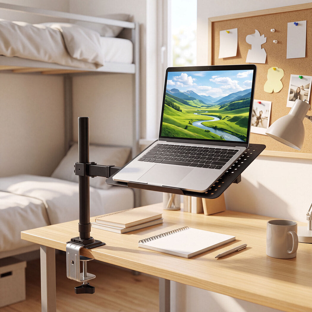Levede Single Monitor Arm Desk Mount for 13-32 Inch Height Adjustable Black